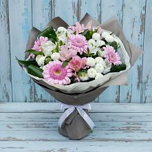 Букет цветов из:  Герберы, Альстромерии и Хризантемы в Табачный