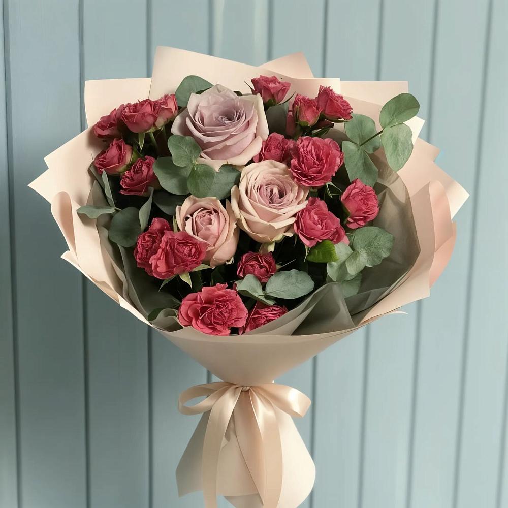 Букет цветов из: Гвоздики и Розы в Табачный