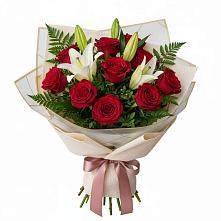 Букет цветов из:  Лилии и Розы в Табачный