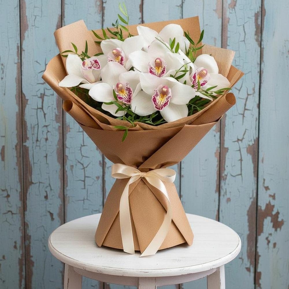 Букет цветов из: Орхидеи и Розы в Табачный
