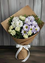 Букет цветов из:  Хризантемы и Розы в Табачный