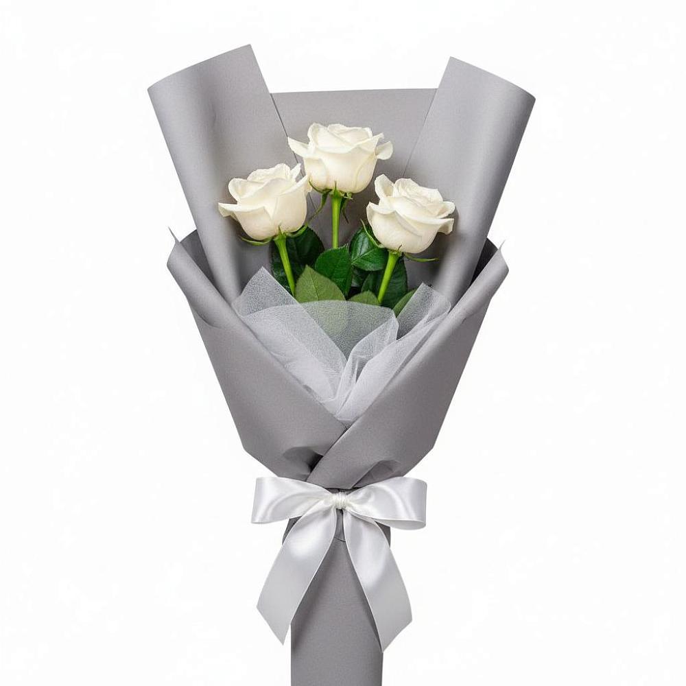 Букет 3 белые розы в Табачный