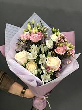 Букет цветов из:  Альстромерии, Розы и Лизиантусы #REPLACE_PRED# Табачный