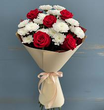 Букет цветов из:  Розы и Хризантемы в Табачный