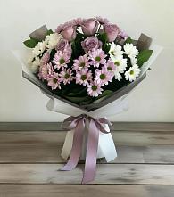 Букет цветов из:  Хризантемы и Розы в Табачный