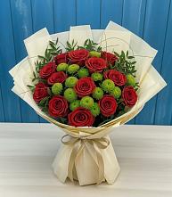 Букет цветов из:  Розы и Хризантемы в Табачный