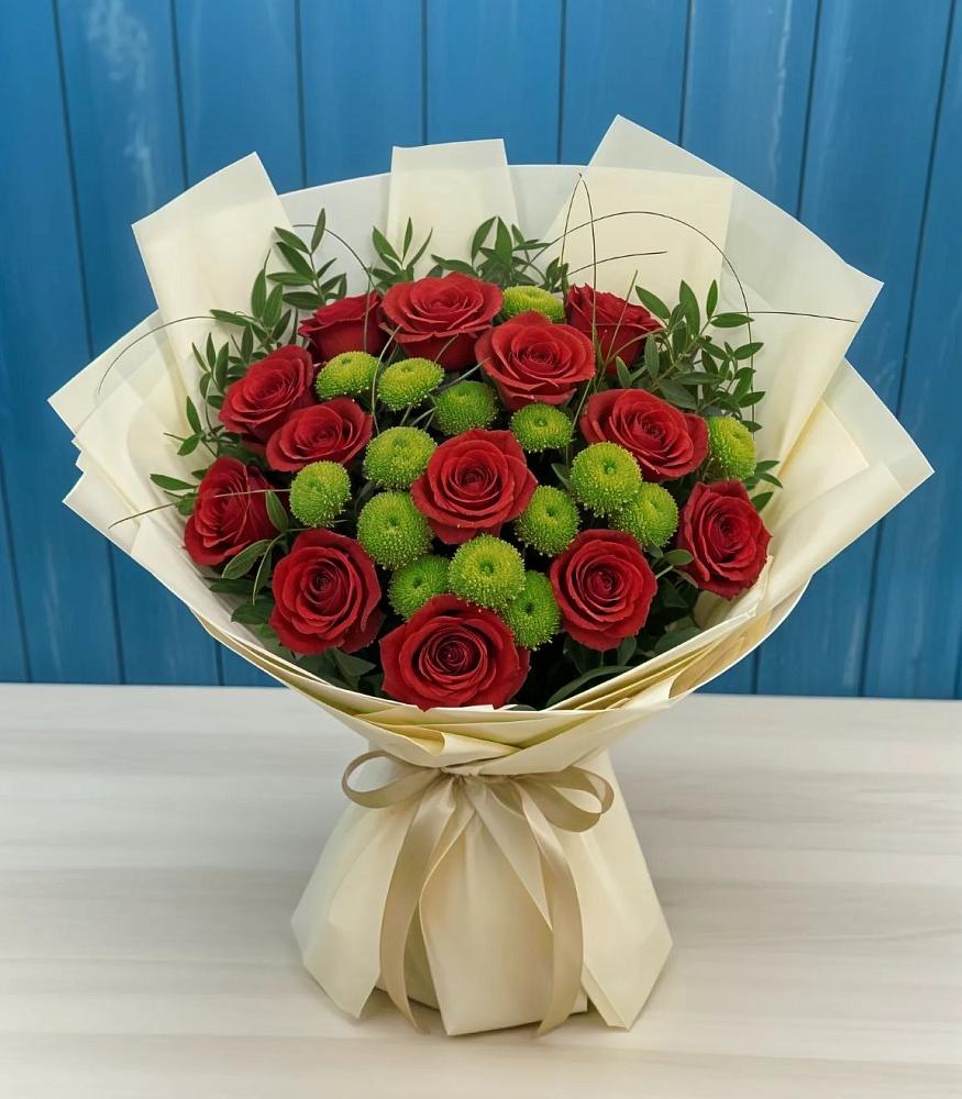 Букет цветов из: Розы и Хризантемы в Табачный