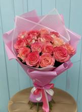 Букет 15 Розовых роз Равель #REPLACE_PRED# Табачный
